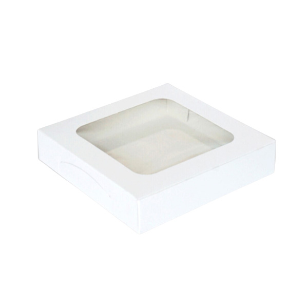 กล่องแฮนเมดเค้ก 3 ปอนด์  เจาะพลาสติกใส ทรงเตี้ย 10.5 x 10.5 x 2.5 นิ้ว