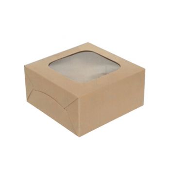 กล่องแฮนเมดเค้ก 1 ปอนด์  เจาะ พลาสติกใส  8 x 8 x 3.5 นิ้ว