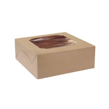 กล่องแฮนเมดเค้ก 3 ปอนด์ เจาะพลาสติกใส ทรงสูง 10.5 x 10.5 x 3.75 นิ้ว