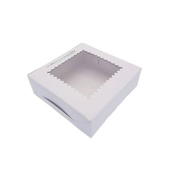 กล่องแฮนเมดเค้ก 0.5 ปอนด์ เจาะ พลาสติกใส ทรงเตี้ย  6 x 6 x 1.5 นิ้ว