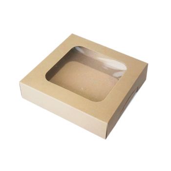 กล่องแฮนเมดเค้ก 2 ปอนด์  เจาะพลาสติกใส  9.5 x 9.5 x 2 นิ้ว