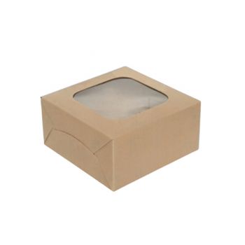 กล่องแฮนเมดเค้ก 0.5 ปอนด์  เจาะ พลาสติกใส ทรงสูง 6 x 6 x 3 นิ้ว