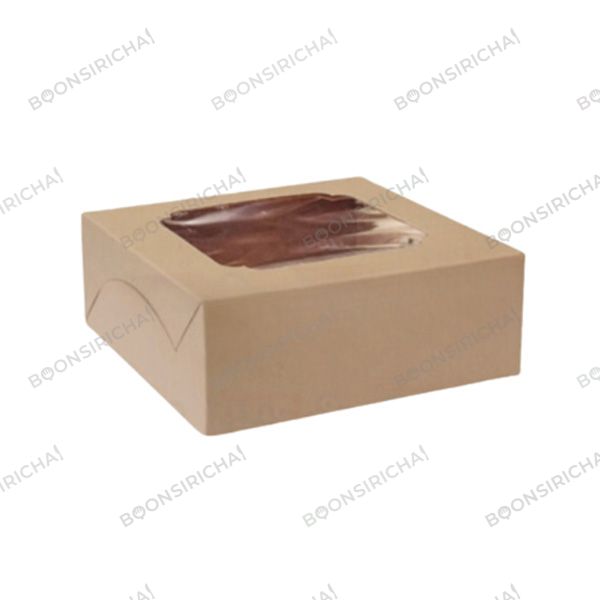กล่องแฮนเมดเค้ก 3 ปอนด์ เจาะพลาสติกใส ทรงสูง 10.5 x 10.5 x 3.75 นิ้ว