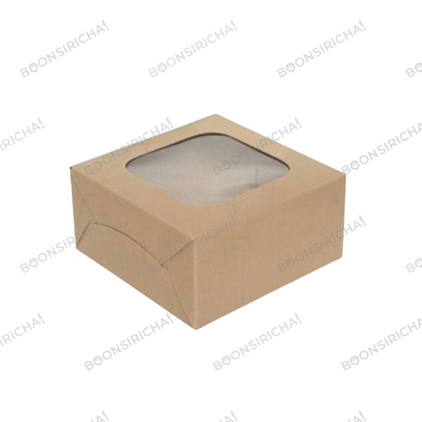 กล่องแฮนเมดเค้ก 0.5 ปอนด์  เจาะ พลาสติกใส ทรงสูง 6 x 6 x 3 นิ้ว